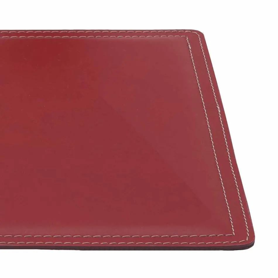 Regenerated Leather Desk Pad with Pen Stop Stitching Made in Italy - Ascanio Viadurini