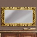 Wooden wall mirror with modern queues, handmade in Italy, Alex