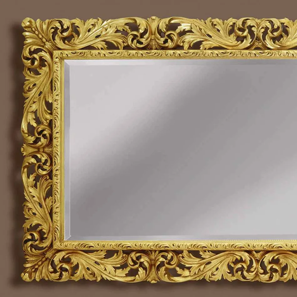 Wooden wall mirror with modern queues handmade in Italy Alex Viadurini