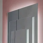 Floor Wall Mirror with Led Light and White Structure, 3 Layers - Plaudio Viadurini