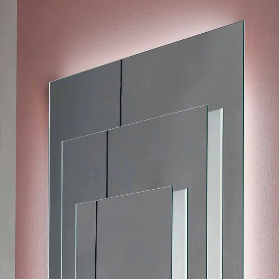Floor Wall Mirror with Led Light and White Structure, 3 Layers - Plaudio Viadurini