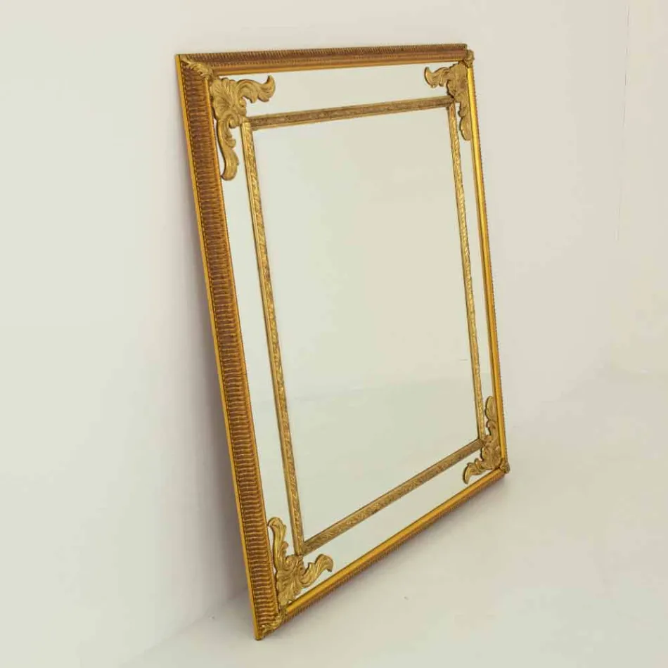 Rectangular wall mirror in wood, produced in Italy, Valentino Viadurini