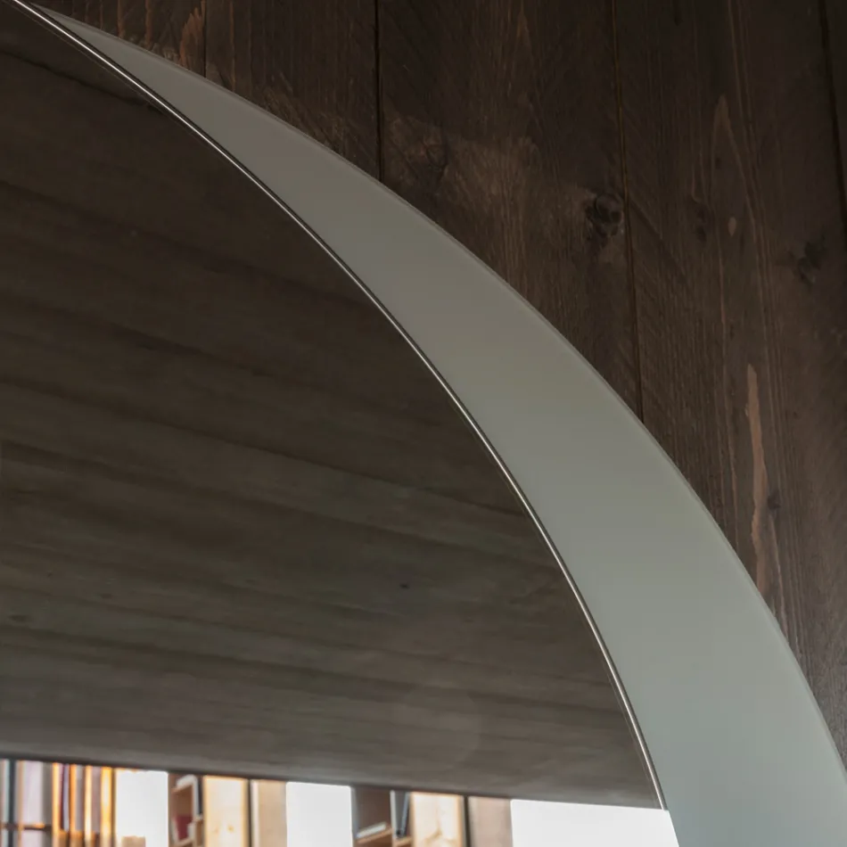 Mirror with Etched Dove Grey Lacquered Glass Bottom Made in Italy - Oregano Viadurini