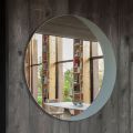 Mirror with Etched Dove Grey Lacquered Glass Bottom Made in Italy - Oregano