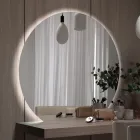 Mirror with LED Backlighting Only on the Circular Side Made in Italy - Make Viadurini