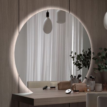 Mirror with LED Backlighting Only on the Circular Side Made in Italy - Make Viadurini