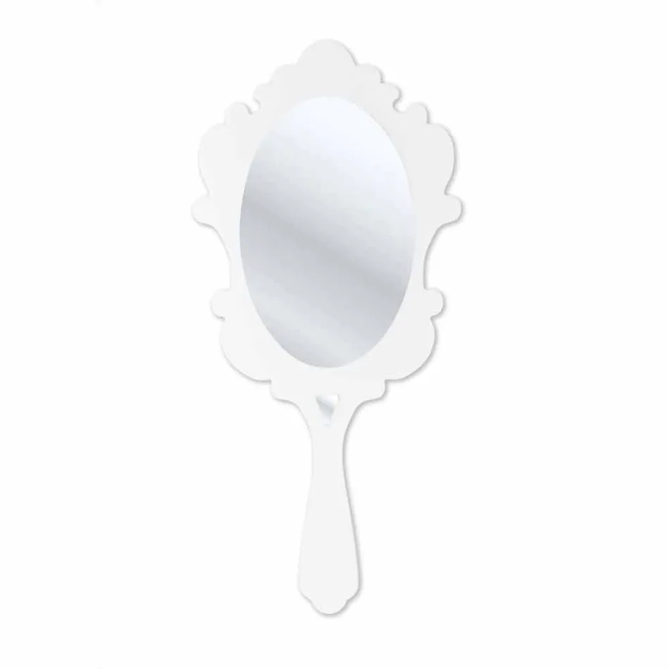 White wall mirror with decorated frame Snow made in Italy Viadurini