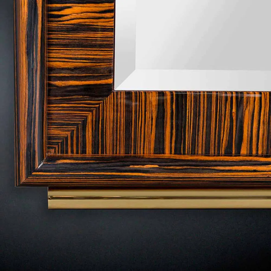 Polished wall mirror in polished ebony and Ada 1 metal Viadurini