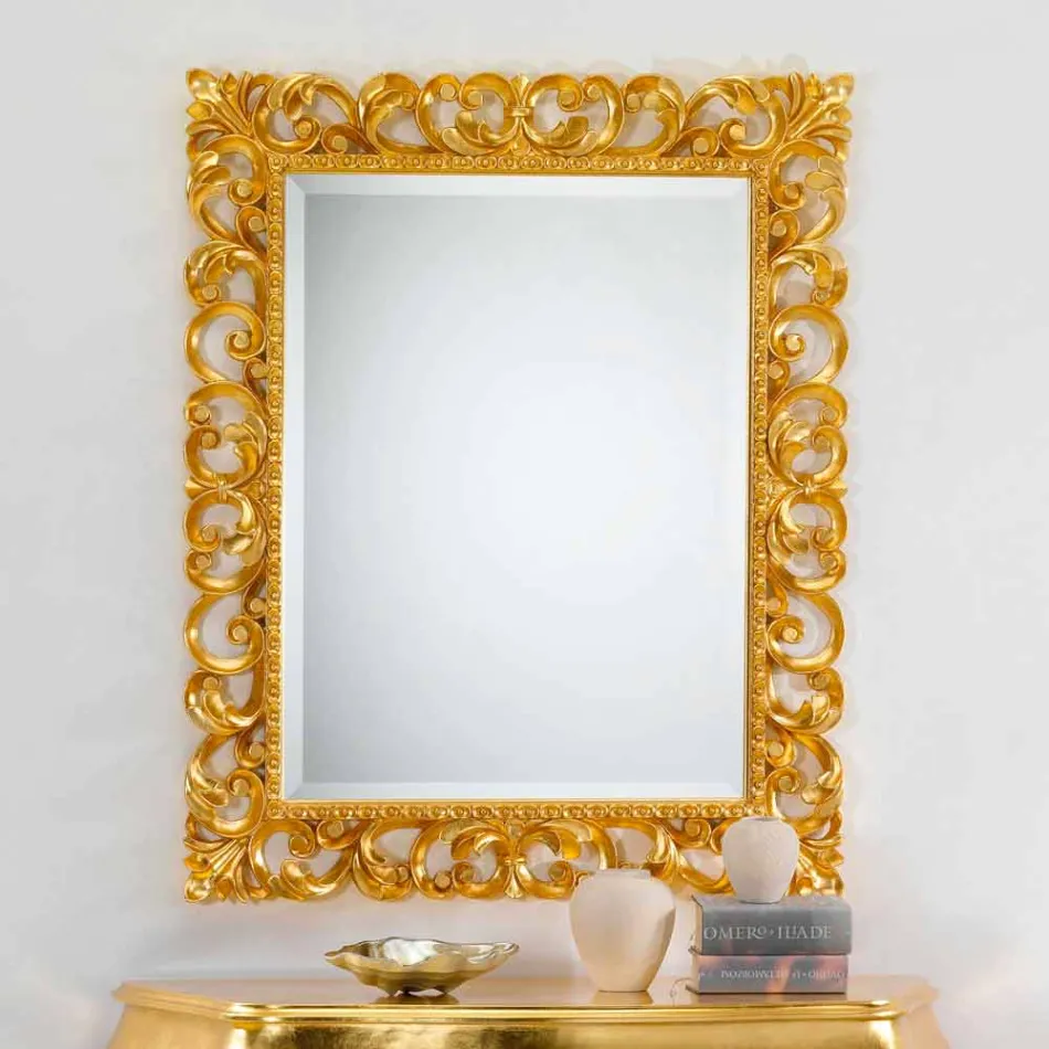 Classic design wall mirror with Paris gold leaf finish Viadurini
