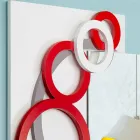 Modern Design Wall Mirror White Red Grey in Wood - Illusion Viadurini