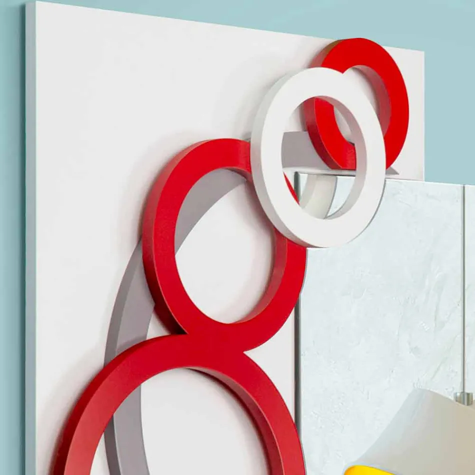 Modern Design Wall Mirror White Red Grey in Wood - Illusion Viadurini
