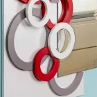 Modern Design Wall Mirror White Red Grey in Wood - Illusion Viadurini