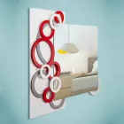 Modern Design Wall Mirror White Red Grey in Wood - Illusion Viadurini