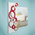 Modern Design Wall Mirror White Red Grey in Wood - Illusion