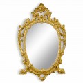 Oval wall mirror handmade of wood, produced in Italy, Roberto