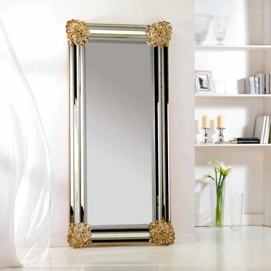 Design floor / wall mirror, Luti wooden frame, 96x196 cm Viadurini