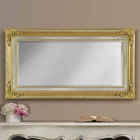 Modern handmade fir wood wall mirror made in Italy by Carlo Viadurini
