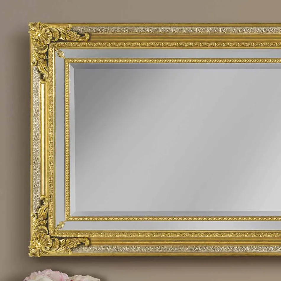 Modern handmade fir wood wall mirror made in Italy by Carlo Viadurini