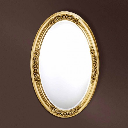 Modern oval wood mirror handmade in Italy Federico Viadurini