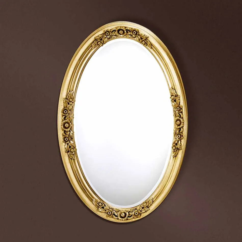 Modern oval wood mirror handmade in Italy Federico Viadurini