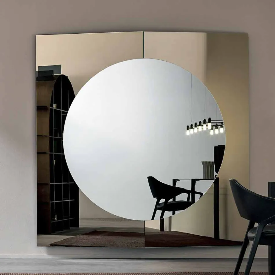 Modern Design Wall Mirror Made of 3 Panels Made in Italy - Bristol Viadurini