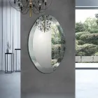 Oval Design Mirror in Mirrored Crystal Finish Made in Italy - Eclisse Viadurini