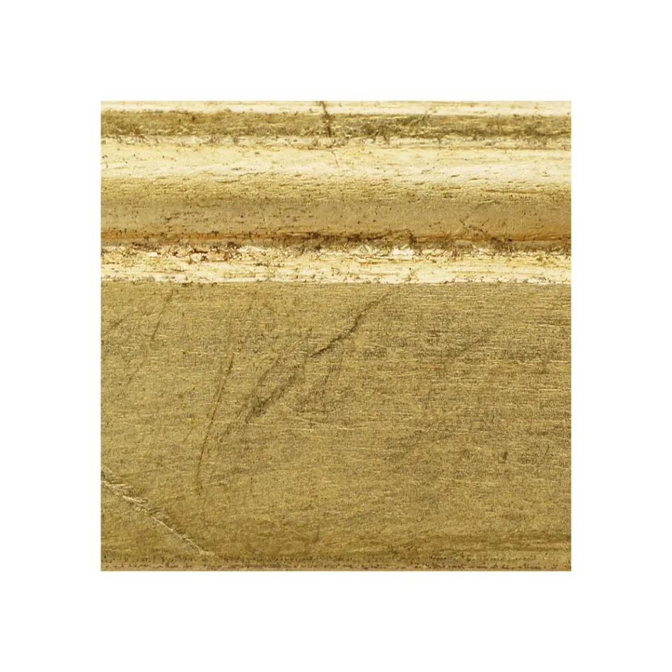 Rectangular Mirror in Gold Leaf and Ground Mirror Made in Italy - Rangi Viadurini