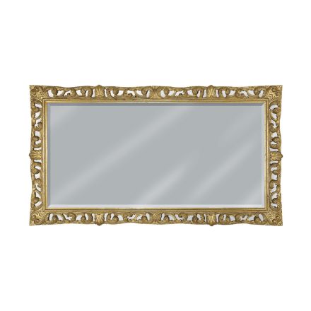 Rectangular Mirror in Gold Leaf and Ground Mirror Made in Italy - Rangi Viadurini
