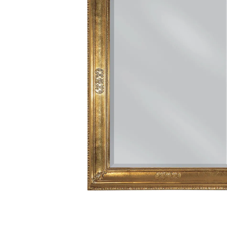 Rectangular Mirror in Lightly Antiqued Gold Leaf Made in Italy - Abeona Viadurini