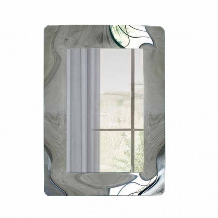 Modern Rectangular Mirror with Curved Glass Frame Made in Italy - Vira Viadurini