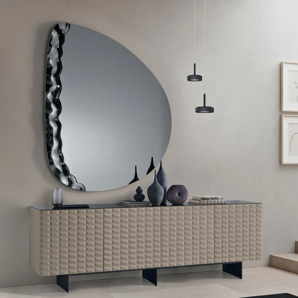 Shaped Mirror with Mottled Glass Insert Made in Italy - Amata Viadurini