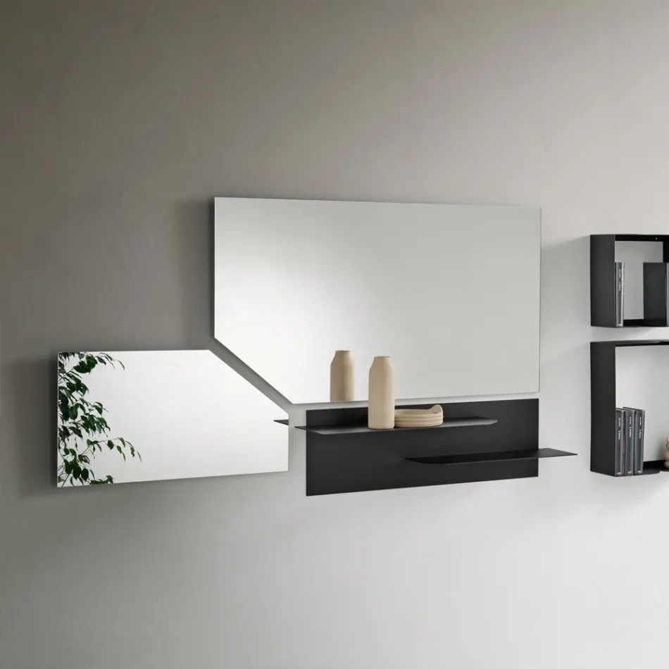 Polished Edge Wall Mirror with ABS Frame Made in Italy - Evora Viadurini