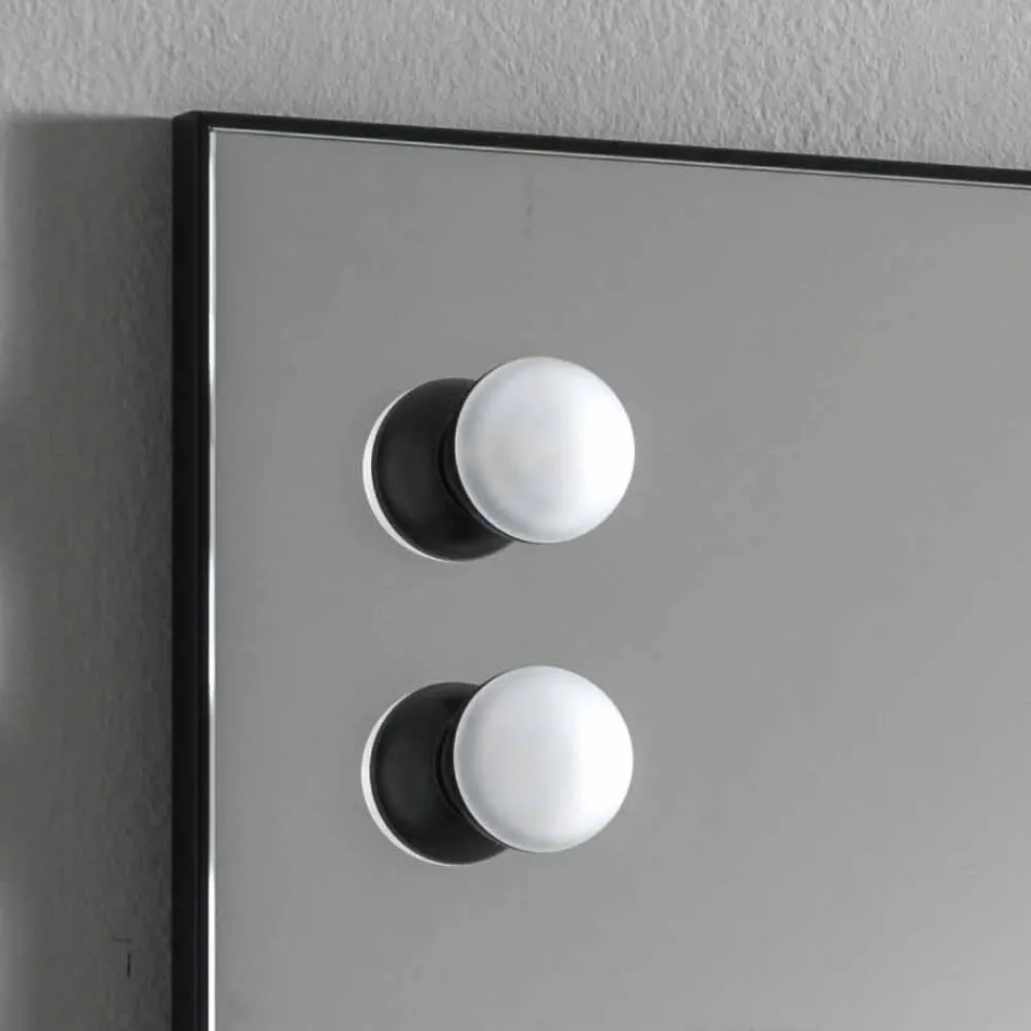 Wall Mirror with 2 Bulbs and Black Aluminium Frame Made in Italy - Frame Viadurini