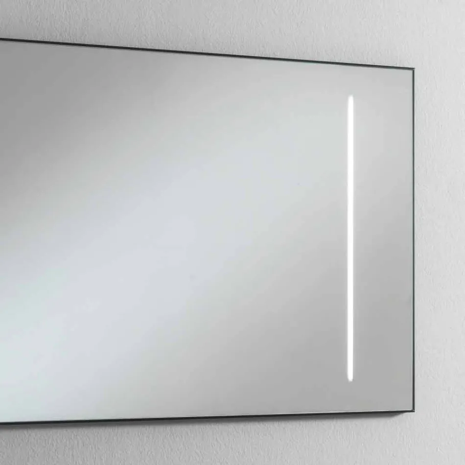 Wall Mirror with 2 Bulbs and Black Aluminium Frame Made in Italy - Frame Viadurini