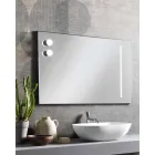Wall Mirror with 2 Bulbs and Black Aluminium Frame Made in Italy - Frame Viadurini