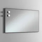 Wall Mirror with 2 Bulbs and Black Aluminium Frame Made in Italy - Frame Viadurini