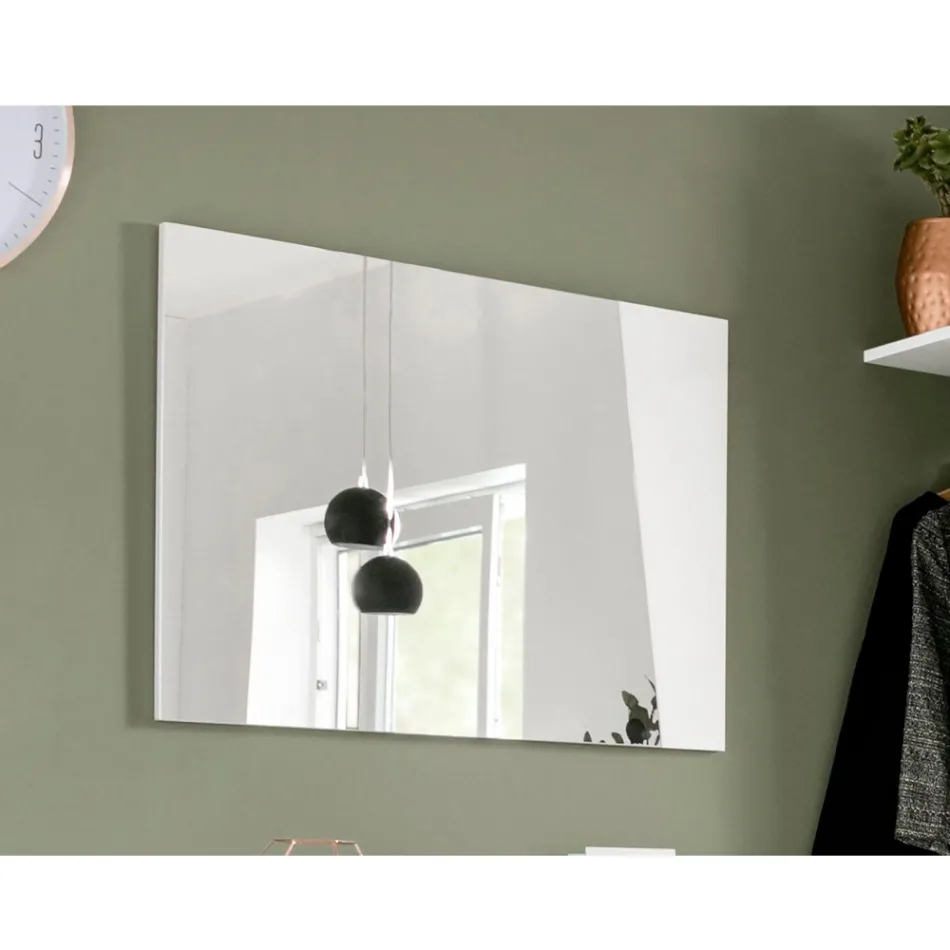 Wall Mirror with Glossy White Wood or Slate Italian Design - Joris Viadurini