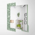 Modern Design Square Wall Mirror in Decorated Green Wood - Labyrinth