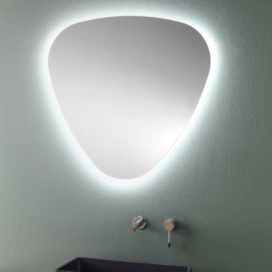 Shaped Wall Mirror for Bathroom with Precious LED Backlight - Trigolo Viadurini