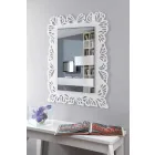 White Plexiglass Wall Mirror with Rectangular Decorated Frame - Alidifarf Viadurini