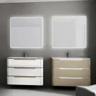 Wall mirror with satin edges, LED illumination, Tessa Viadurini