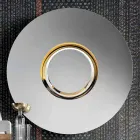 Round Design Wall Mirror with Golden Metal with Centerpiece - Merale Viadurini
