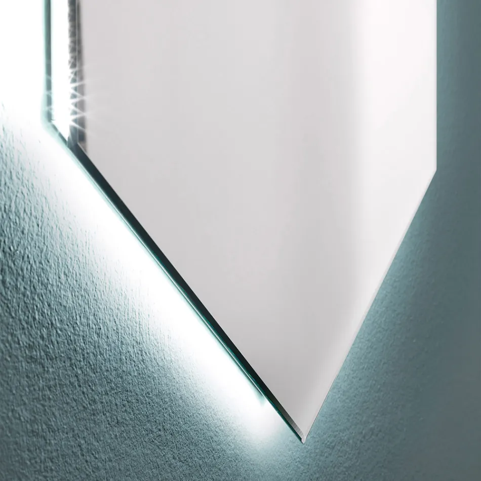 Shaped Modern Bathroom Wall Mirror with High Quality LED Light - Crocchio Viadurini
