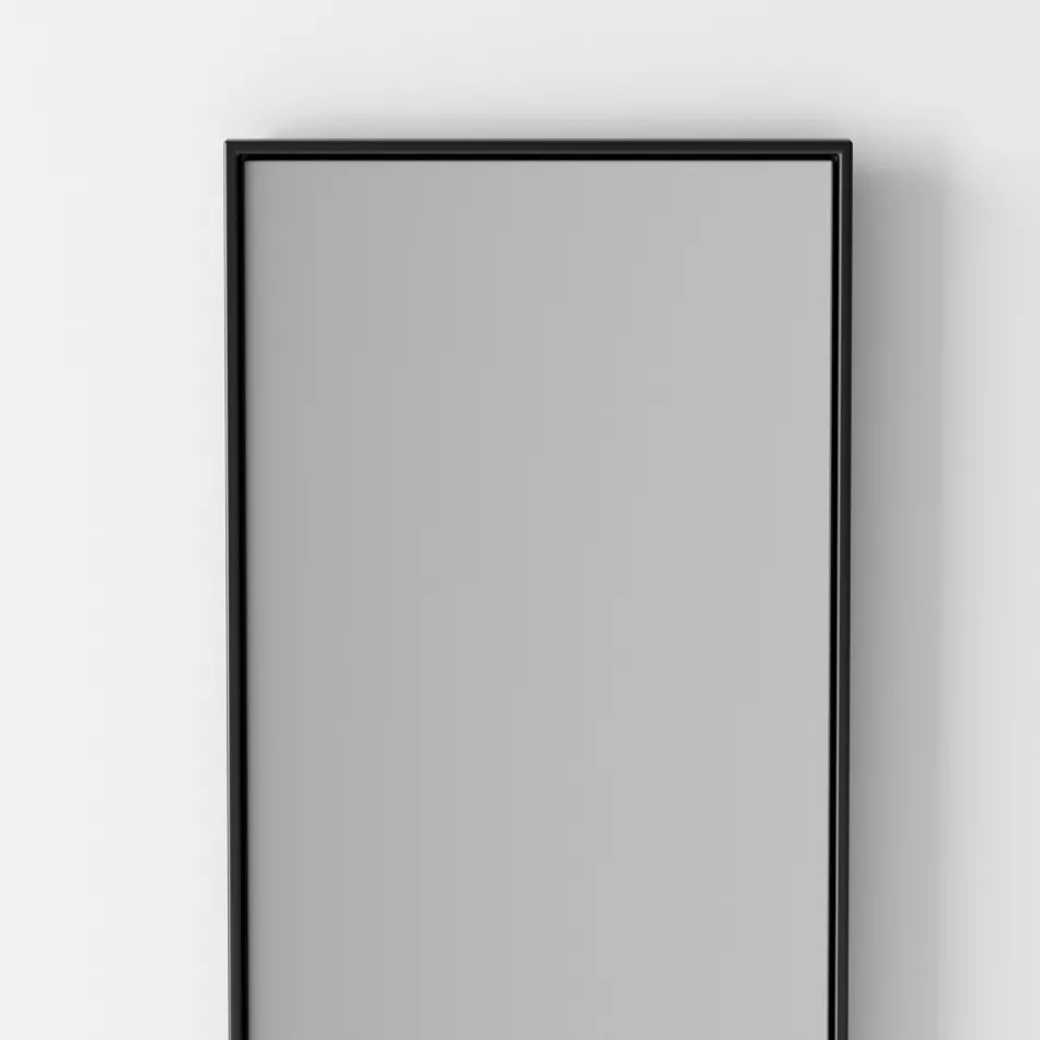 Backlit Rectangular Wall Mirror with Black Frame Made in Italy - Riflessi Viadurini