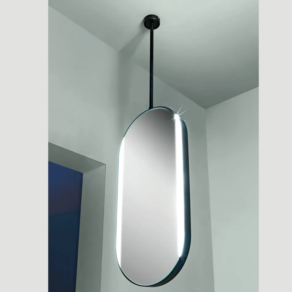Hanging Metal Mirror with Optional Light Made in Italy - Amadeus Viadurini