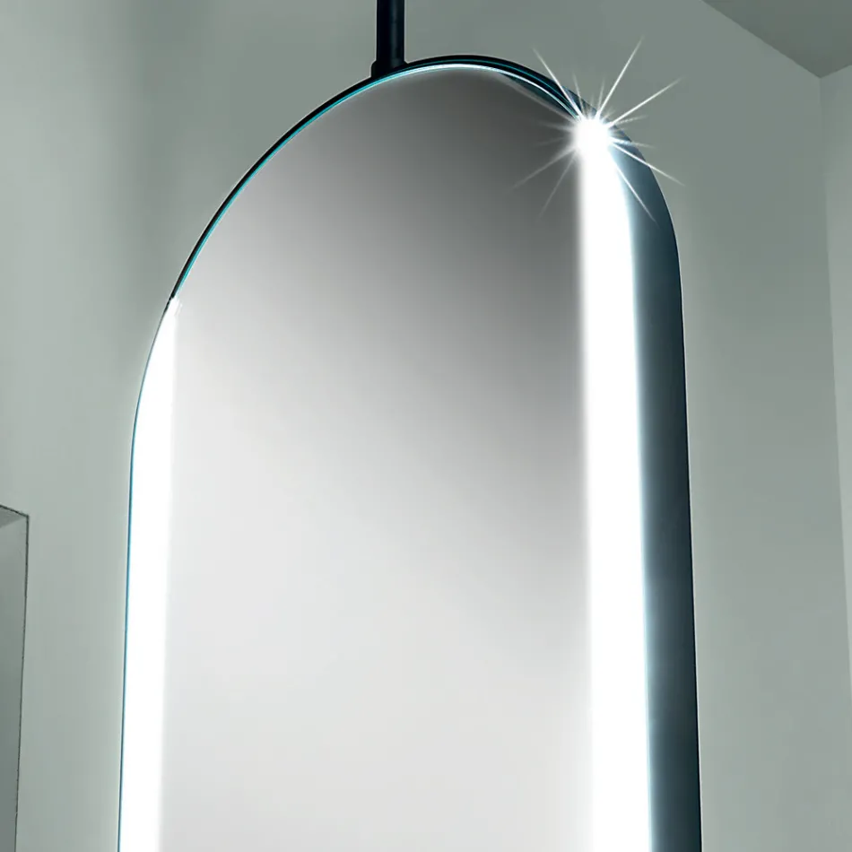 Hanging Metal Mirror with Optional Light Made in Italy - Amadeus Viadurini