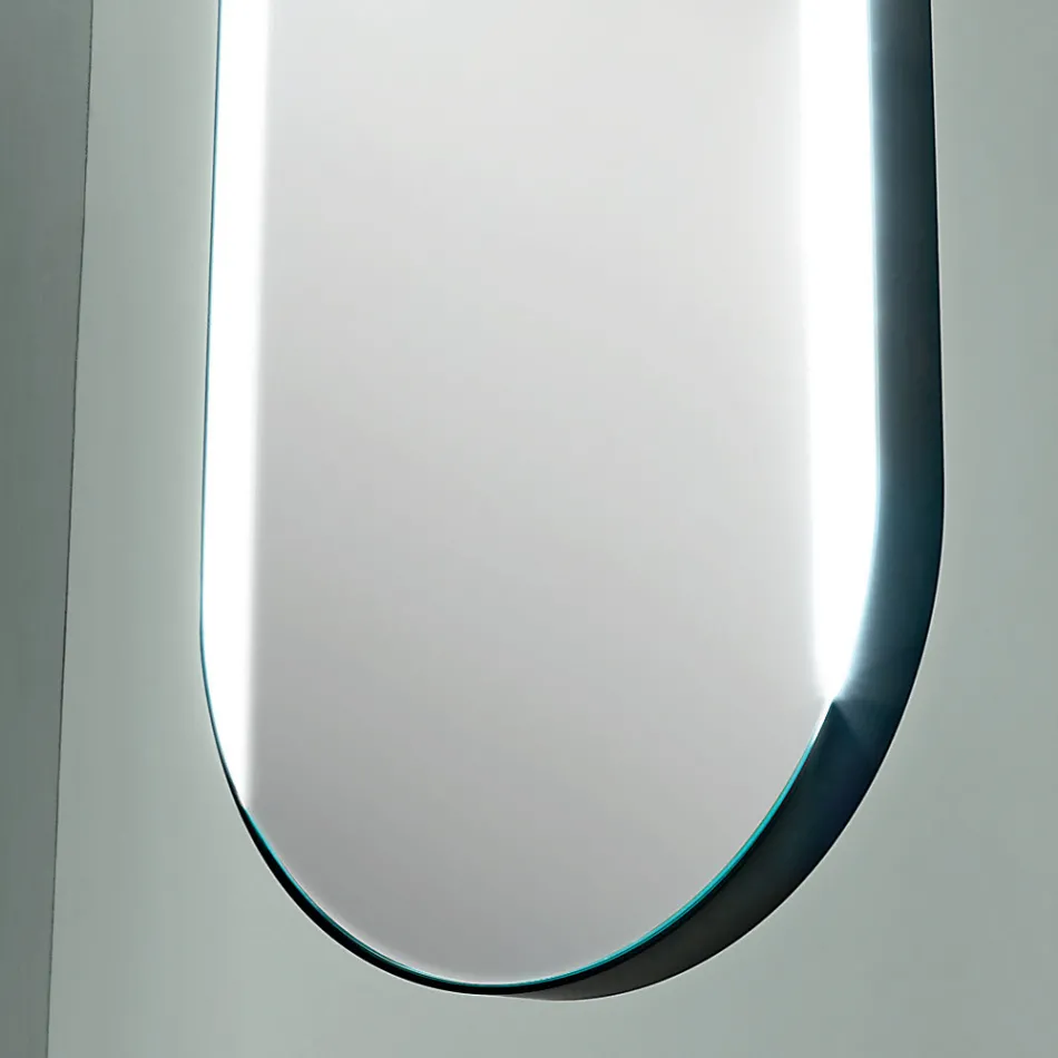 Hanging Metal Mirror with Optional Light Made in Italy - Amadeus Viadurini