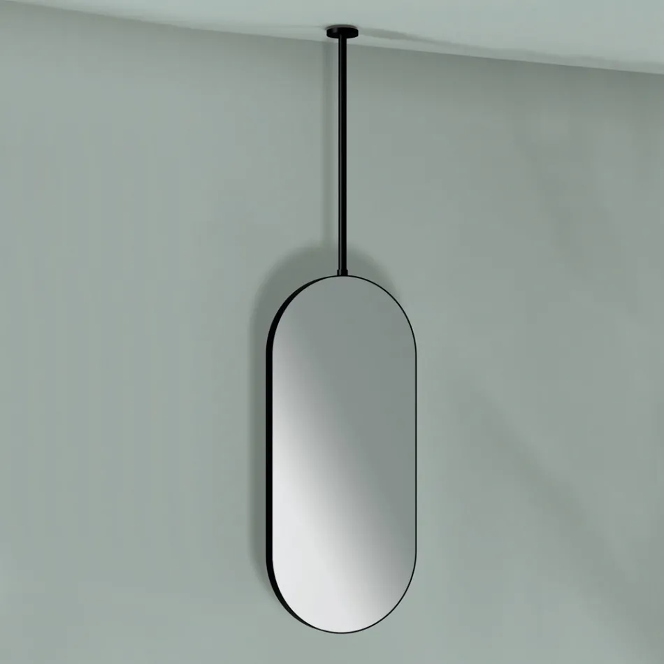 Hanging Metal Mirror with Optional Light Made in Italy - Amadeus Viadurini