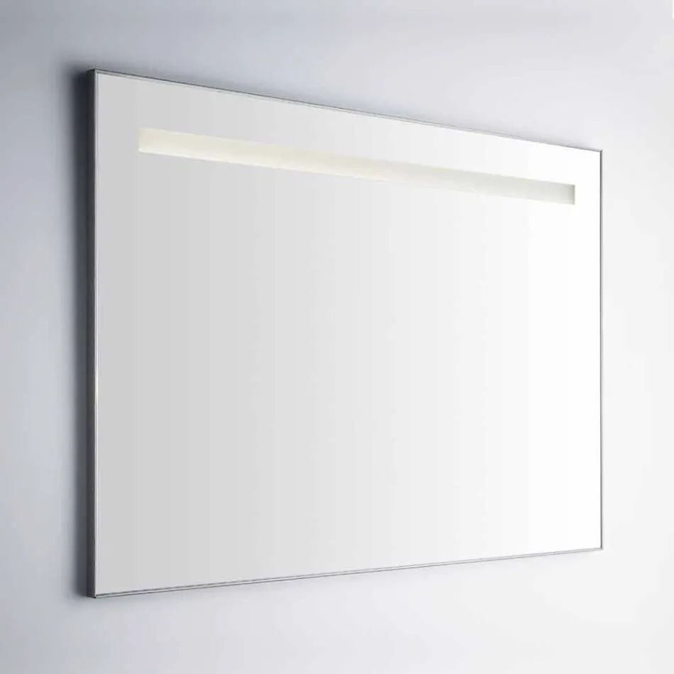 Wall Bathroom Mirror with Aluminium-like Frame Made in Italy - Tobi Viadurini