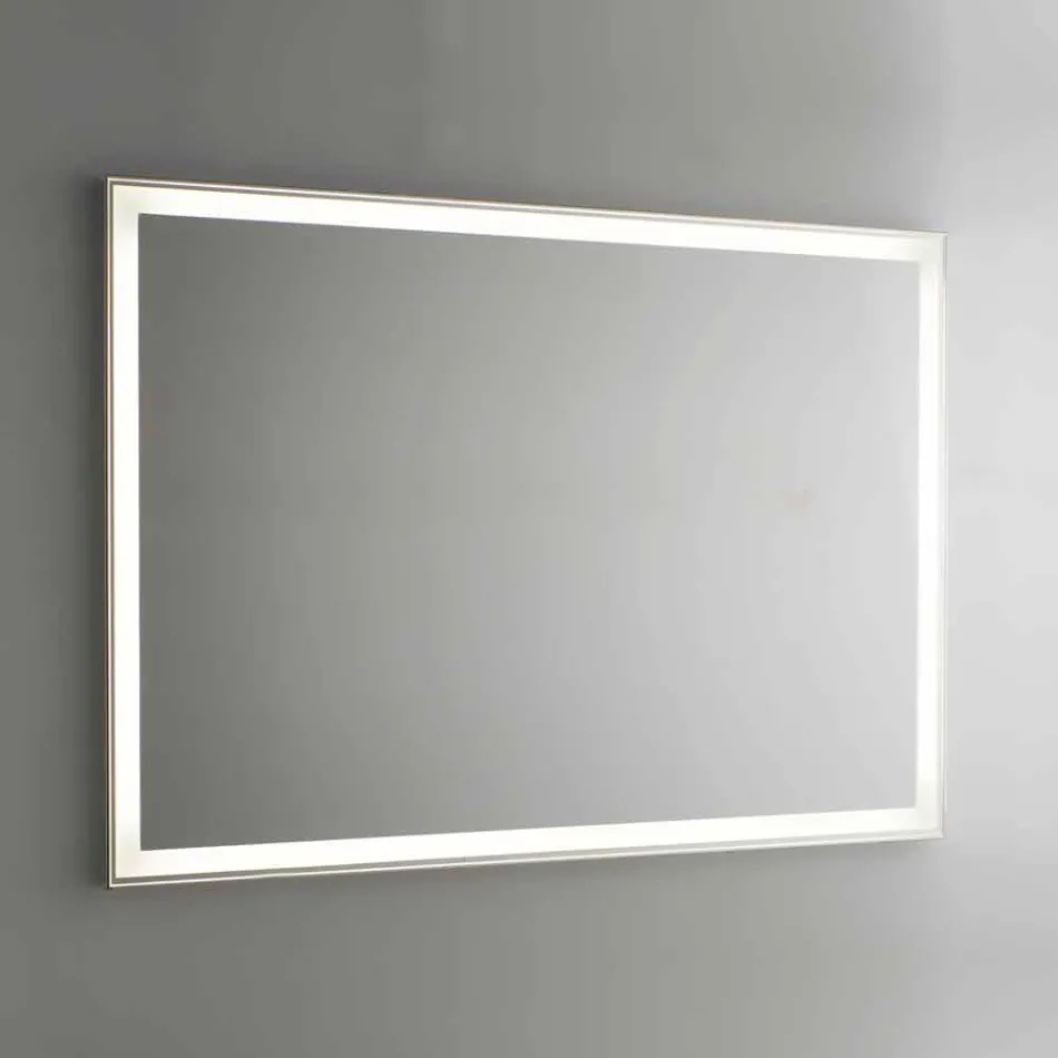 Bathroom Mirror in Imitation Aluminium with Backlight Made in Italy - Palau Viadurini